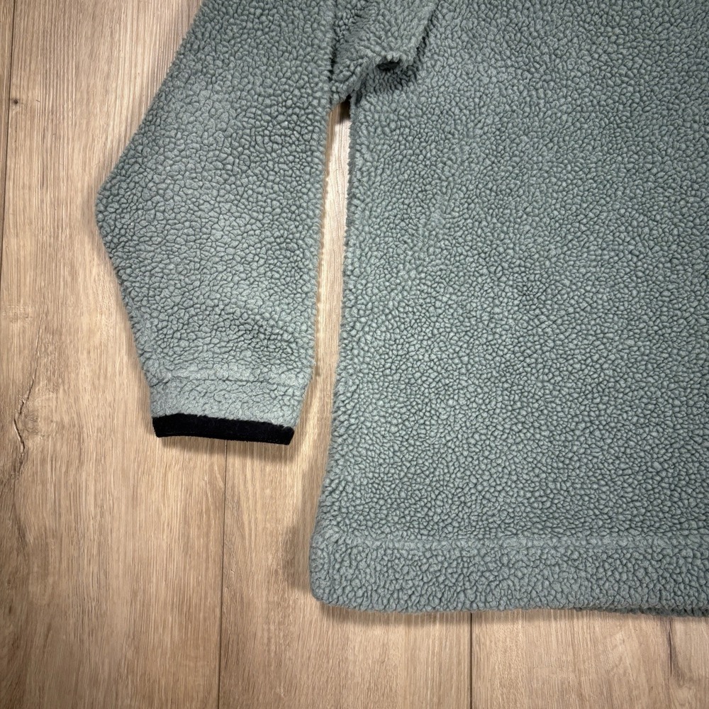 Vtg Ll Bean Womens Sherpa Teddy Pullover Mock Neck Large Sweater Light Green - Picture 2 of 7